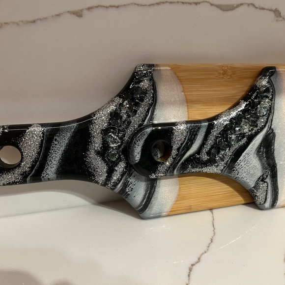 2 Bamboo charcuterie boards in black white and some bling - Picture 1 of 2